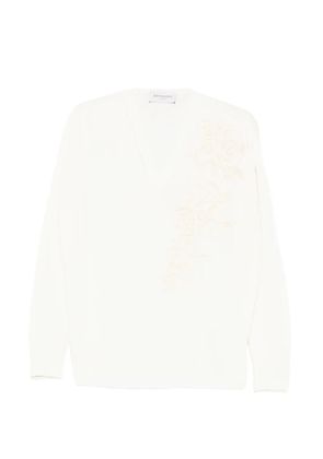 ERMANNO FIRENZE appliqué V-neck sweater - White