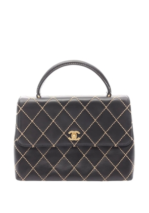 CHANEL Pre-Owned 2004-2005 CC Quilted Wild Stitch Lambskin Kelly Top Handle Bag handbag - Black