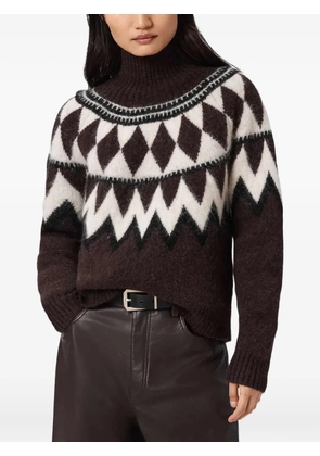 AllSaints Tara diamond-pattern roll-neck sweater - Brown
