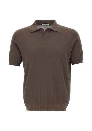 Kangra ribbed short-sleeve polo-collar T-shirt - Brown