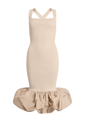 Patou ruffled knitted midi fitted dress - Neutrals