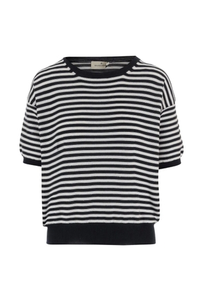 Bruno Manetti striped-pattern crew-neck sweater - Black