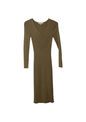 Michael Kors Vintage ribbed V-neck midi dress - Gold