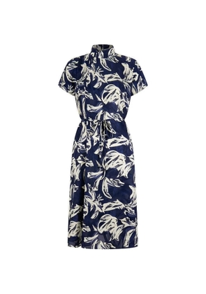 Shanghai Tang floral-pattern midi dress - Blue