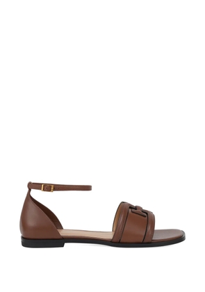 POTAMY buckle-detail strap leather sandals - Brown