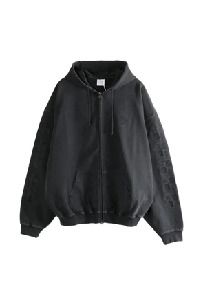 VETEMENTS hooded embossed zip-up hoodie - Black
