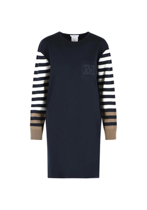 Max Mara stripeds-sleeves pocket wool sweater dress - Blue
