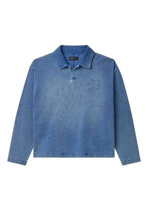 Purple Brand logo-detail long-sleeve polo shirt - Blue