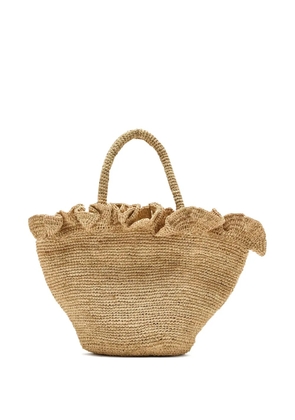 Loeffler Randall Cyrus ruffled-straw tote bag - Neutrals