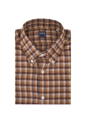 Fedeli check-pattern shirt - Brown