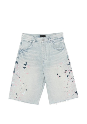 Purple Brand paint splatter frayed shorts - Blue
