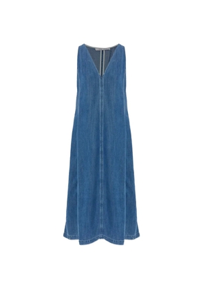 SAMSOE SAMSOE Saskylar V-neck sleeveless denim maxi dress - Blue