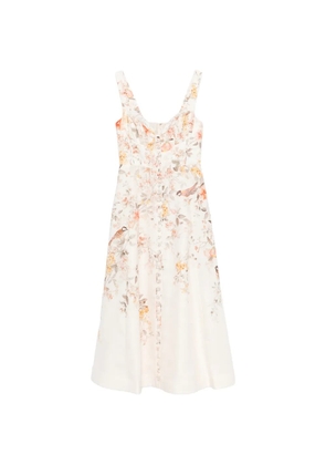 ZIMMERMANN Luna buttoned floral picnic midi dress - Neutrals