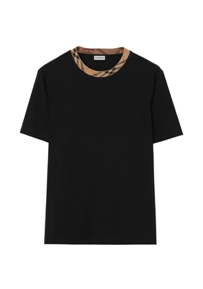 Burberry check trim cotton t-shirt - Black