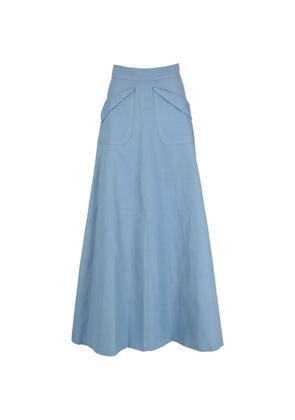 Vintage pocket-detail cotton maxi skirt - Blue