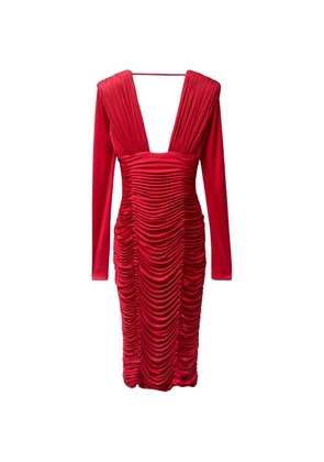 Versace draped silk crêpe jersey midi dress - Red