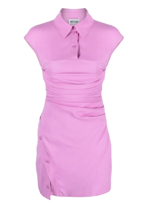 MOSCHINO JEANS ruched-bodice polo minidress - Purple