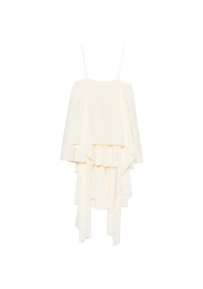 System asymmetric-neck ruffled top - Neutrals