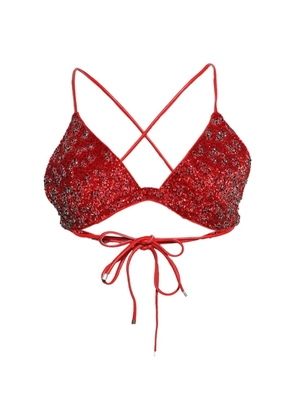 GRACE FAENA beaded-embellishment top - Red