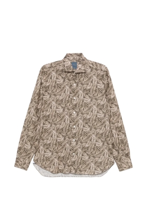 Barba leaf-print shirt - Brown