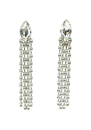 Jennifer Gibson Jewellery 1980s marquise crystal shoulder duster earrings - Silver