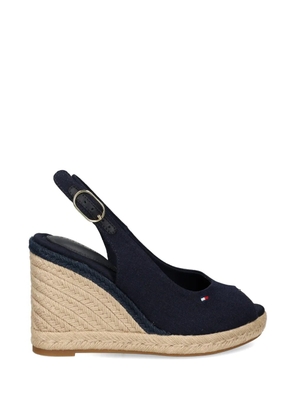 Tommy Hilfiger logo-embroidered wedge espadrilles - Blue