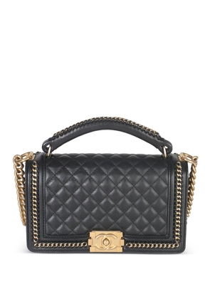 CHANEL Pre-Owned 2018-2019 Boy quilted chain top handle bag - Black