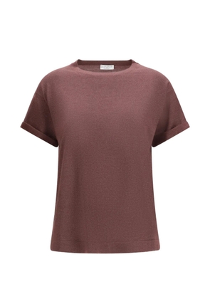 Brunello Cucinelli rolled-sleeve T-shirt - Brown