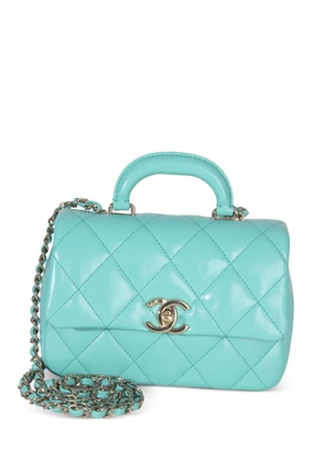 CHANEL Pre-Owned 2021-2025 Quilted top handle flap tote bag - Blue