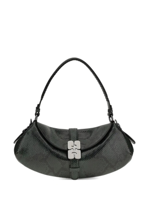 GANNI B-Kat snake-effect buckle shoulder bag - Green