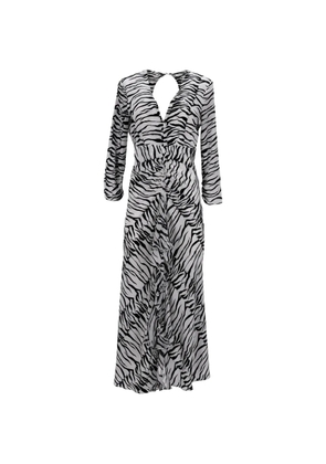 Rixo ruffled zebra-print maxi dress - White