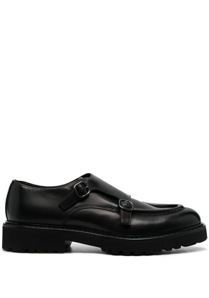 Doucal's double-buckle leather monk shoes - Black