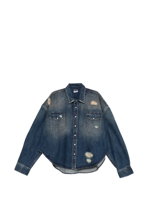 VETEMENTS distressed flap-pocket shirt - Blue