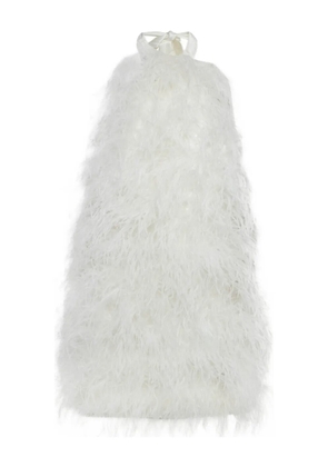 Alamour the label feather-embellished halterneck dress - White