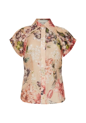 Cara Cara Standout puffed-sleeve floral-print top - Neutrals