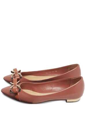 Christian Dior Pre-Owned bow-detail ballet flats - Brown