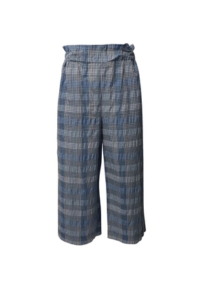 GANNI checked-pattern wide-leg trousers - Blue