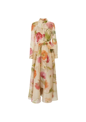 Carolina Herrera Poppy-print organza trench dress - Neutrals