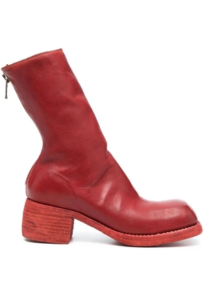 Guidi rear-zip horse leather boots - Red