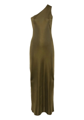 Saint Laurent one-shoulder silk maxi dress - Green