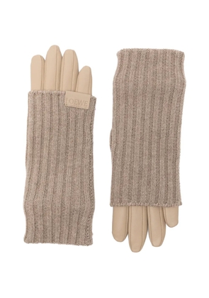 LOEWE ribbed panel gloves - Neutrals
