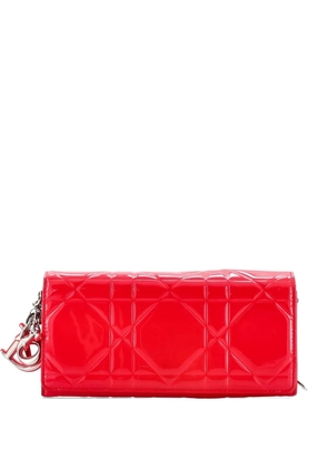 Christian Dior Pre-Owned Lady Dior Rendez Vous Short Chain Wallet Cannage Embossed Patent clutch bag - Red