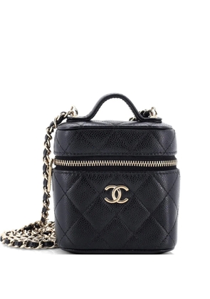 CHANEL Pre-Owned Handle with Care Vanity Case with Chain Quilted Caviar crossbody bag - Black