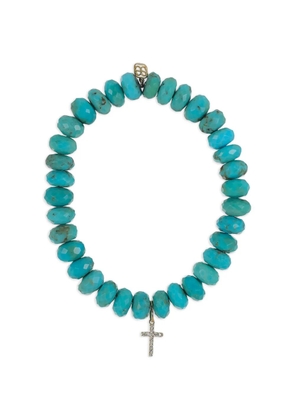 Sydney Evan Cross Charm diamond and turquoise bracelet - Blue