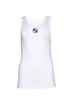 VETEMENTS cross-embroidere tank top - White