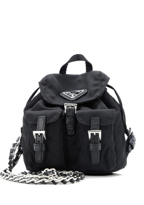 Prada Pre-Owned Double Pocket Chain Shoulder Bag Re-Nylon Mini backpack - Black
