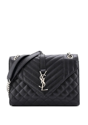 Saint Laurent Pre-Owned Classic Monogram Envelope Satchel Mixed Matelasse Leather Medium shoulder bag - Black