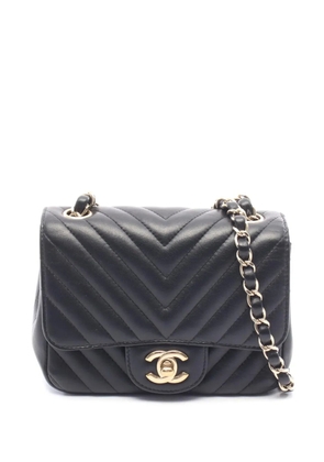 CHANEL Pre-Owned 2018-2019 Mini Square Classic Chevron Lambskin Single Flap crossbody bag - Black