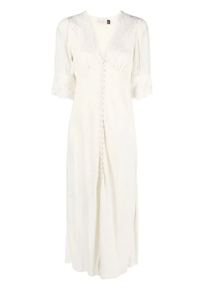 Rixo Simone lace-trim midi dress - Neutrals