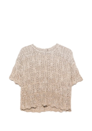 D.Exterior crew-neck top - Neutrals